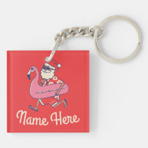 Mele Kalikimaka Santa Flamingo KerstGetaway Sleutelhanger