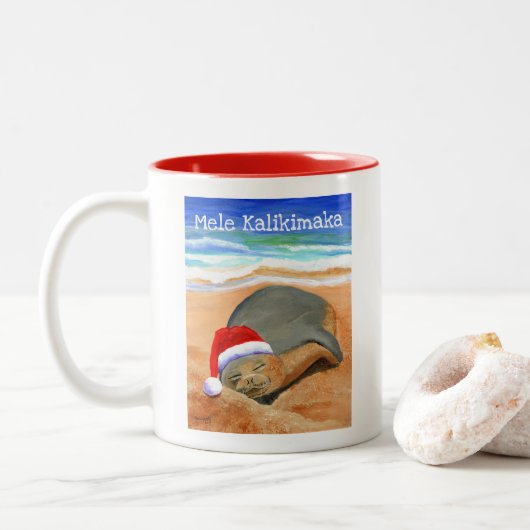 Mele Kalikimaka Sceau de moine avec Mug de Santa H (Avec donut)