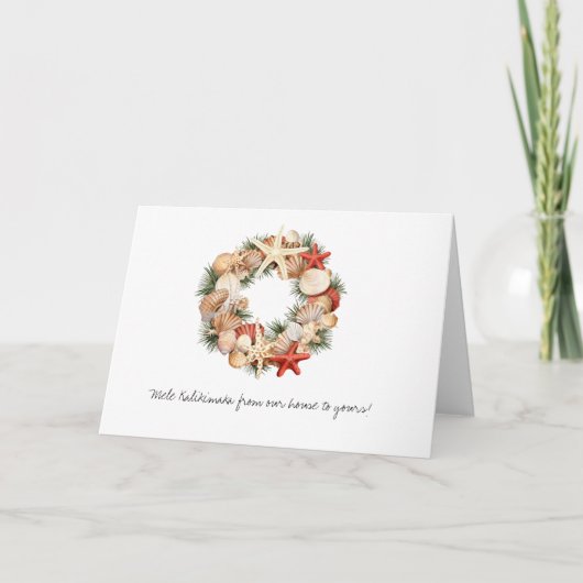 Mele Kalikimaka Seashell Krans Feestdagen Kaart (Voorkant)