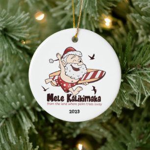 Mele Kalikimaka Surfen Santa Hawaiian Keramisch Ornament