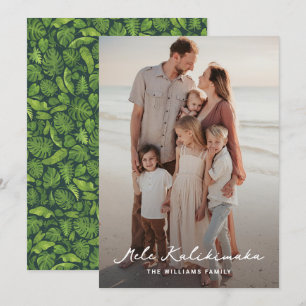 Mele Kalikimaka Tropical Leaves Foto Kerstmis Feestdagenkaart