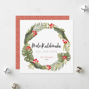 Mele Kalikimaka Tropical Wreath Feestdagenkaart