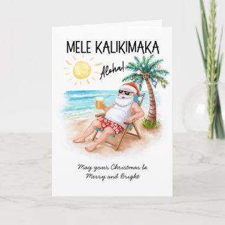 Mele Kalikimaka Tropisch Strand Santa Kerstmis Feestdagen Kaart