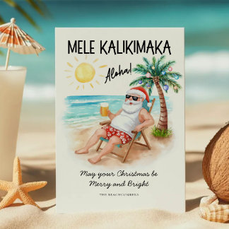 Mele Kalikimaka Tropisch Strand Santa Kerstmis Feestdagenkaart