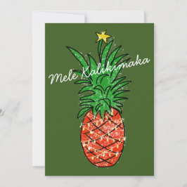 Mele Kalikimaka Tropische ananas met licht Feestdagenkaart