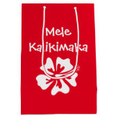 Mele kalikimaka tropische kerstbloem op maat medium cadeauzakje (Achterkant)