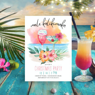Mele Kalikimaka Tropische Strand Cocktails Kerstmi Feestdagenkaart