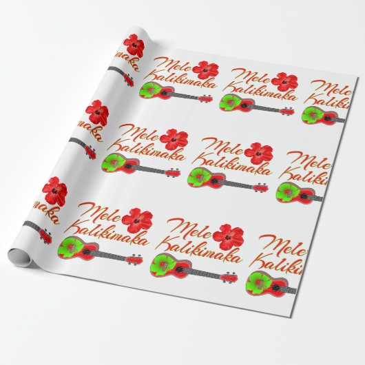 Mele Kalikimaka Ukulele Cadeaupapier (Uitgerold)