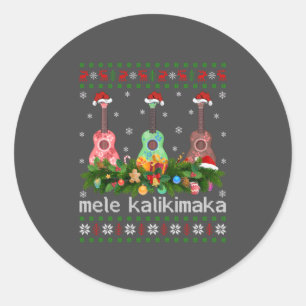 Mele Kalikimaka Ukulele Guitar Gift Ugly Ukulele Ronde Sticker