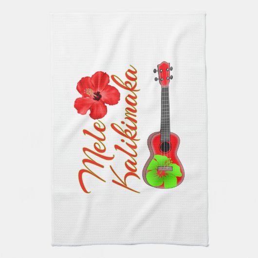 Mele Kalikimaka Ukulele Theedoek (Verticaal)