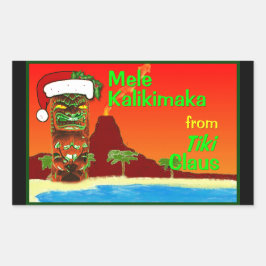 Mele Kalikimaka van Tiki Claus Rechthoekige Sticker