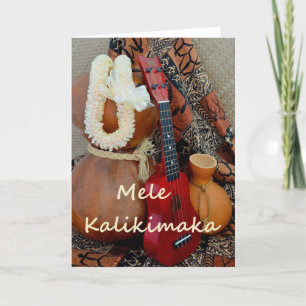 Mele Kalikimaka with White Ribbon Lei Feestdagen Kaart