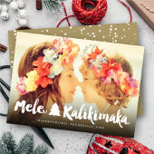Mele Kalikimaka Witte Borstelfontein Kerst Foto Feestdagenkaart