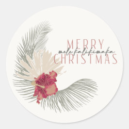 Mele Kalikimaka Wreath, Hawaiian Style Kerstmis Ronde Sticker