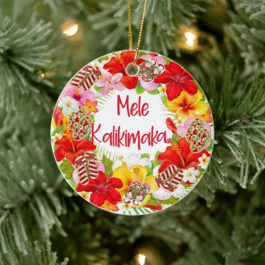 Mele Kalikimaka Wreath Round Ornament (Boom)