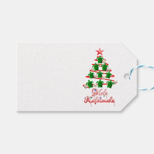 Mele Kalikimaka Zee Turtles Cadeaulabel (Voorkant (Horizontaal))