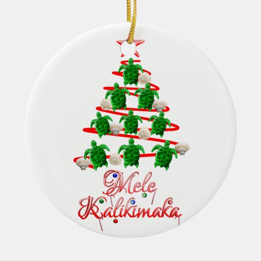Mele Kalikimaka Zee Turtles Keramisch Ornament (Voorkant)