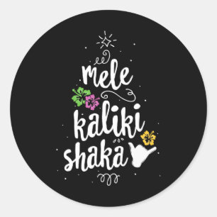 Mele Kalki Shaka Hawaii - kerstboom Kalikimaka Ronde Sticker