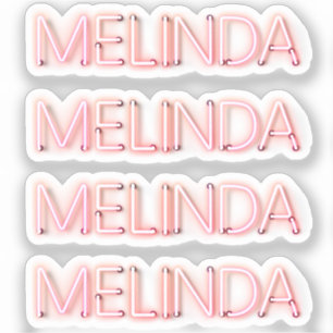 Melinda-naam in gloeiende neonlampen sticker