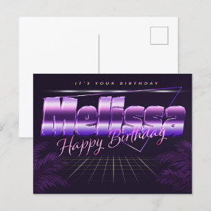 Melissa prénom carte postale violette anniversaire