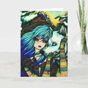 Melissa Vampire Wolf Fantasy Winter Kunst Feestdagen Kaart