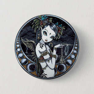 "Melita" Gothic Tribal Fusion Dancer Pinback Butto Ronde Button 5,7 Cm