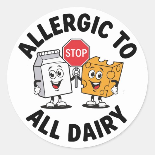 Melk Allergie Alert Ronde Sticker (Voorkant)