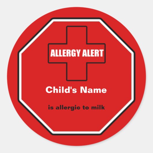 Melk Allergie Medische Alert Custom Std Sticker (Voorkant)