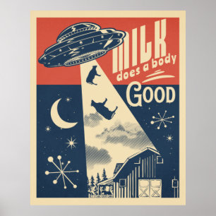 Melk doet een lichaam dat grappige aliens ufo maak poster