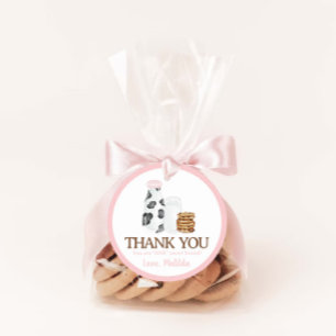 Melk en Cookies koe print Verjaardagsfeestgunst Ronde Sticker