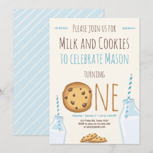 Melk en Cookies Party uitnodiging Jongen Verjaarda