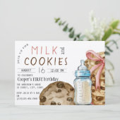 Melk en Cookies Verjaardagsfeestuitnodiging Kaart (Staand voorkant)