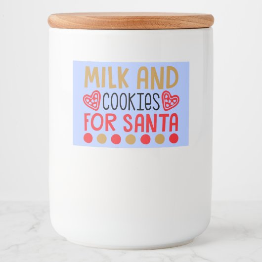 Melk en Cookies voor Santa Container Jar Label Voedselcontainer Etiket (Voorkant)