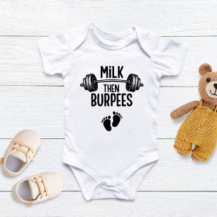 Melk en dan Burpees, Grappige Baby, CrossFit Baby Romper