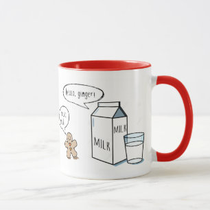 Melk en gember witte Mok met rode binnenkant/handv