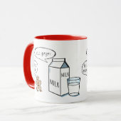 Melk en gember witte Mok met rode binnenkant/handv (Voorkant links)