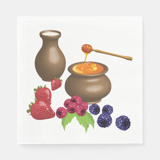 Melk en honing met bessen rustiek eten servet (Voorkant)