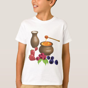 Melk en honing met bessen rustiek eten t-shirt