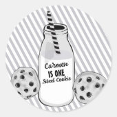 Melk en koekje zoet Een eerste verjaardag Ronde Sticker (Voorkant)