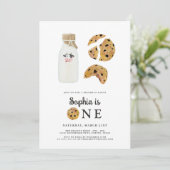 Melk en koekjes 1e verjaardag kaart (Staand voorkant)