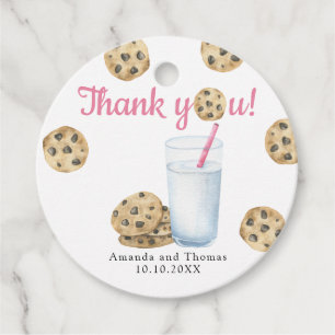 Melk en koekjes Baby shower Dank u Bedankjes Labels