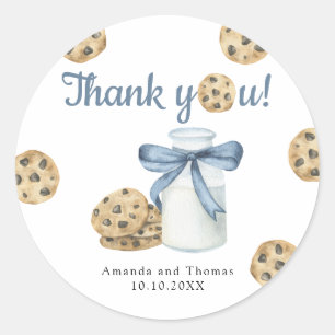 Melk en koekjes Baby shower Dank u Ronde Sticker
