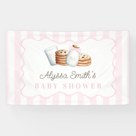Melk en koekjes baby shower spandoek (Horizontaal)