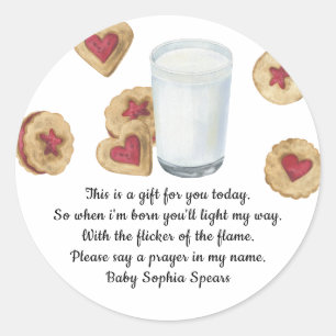 Melk en koekjes Bidkaarslabel Ronde Sticker