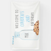 Melk en koekjes Birthday Blue Welcome Sign Spandoek (Verticaal)