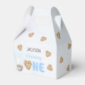 Melk en koekjes Blauw 1e verjaardag partij Bedankdoosjes (Voorkant Zijde)