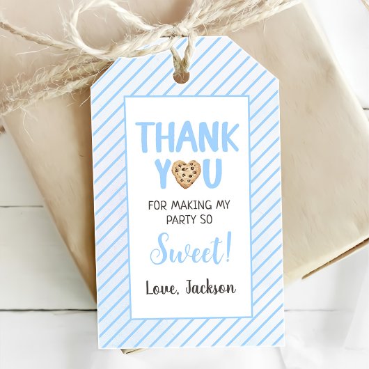 Melk en koekjes Blauw 1e verjaardag partij Cadeaulabel