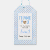 Melk en koekjes Blauw 1e verjaardag partij Cadeaulabel (Voorkant)