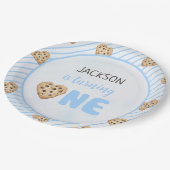 Melk en koekjes Blauw 1e verjaardag partij Papieren Bordje (Gekanteld)