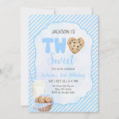 Melk en koekjes Blauw Twee Zoete 2e Verjaardag Par Kaart (Voorkant)